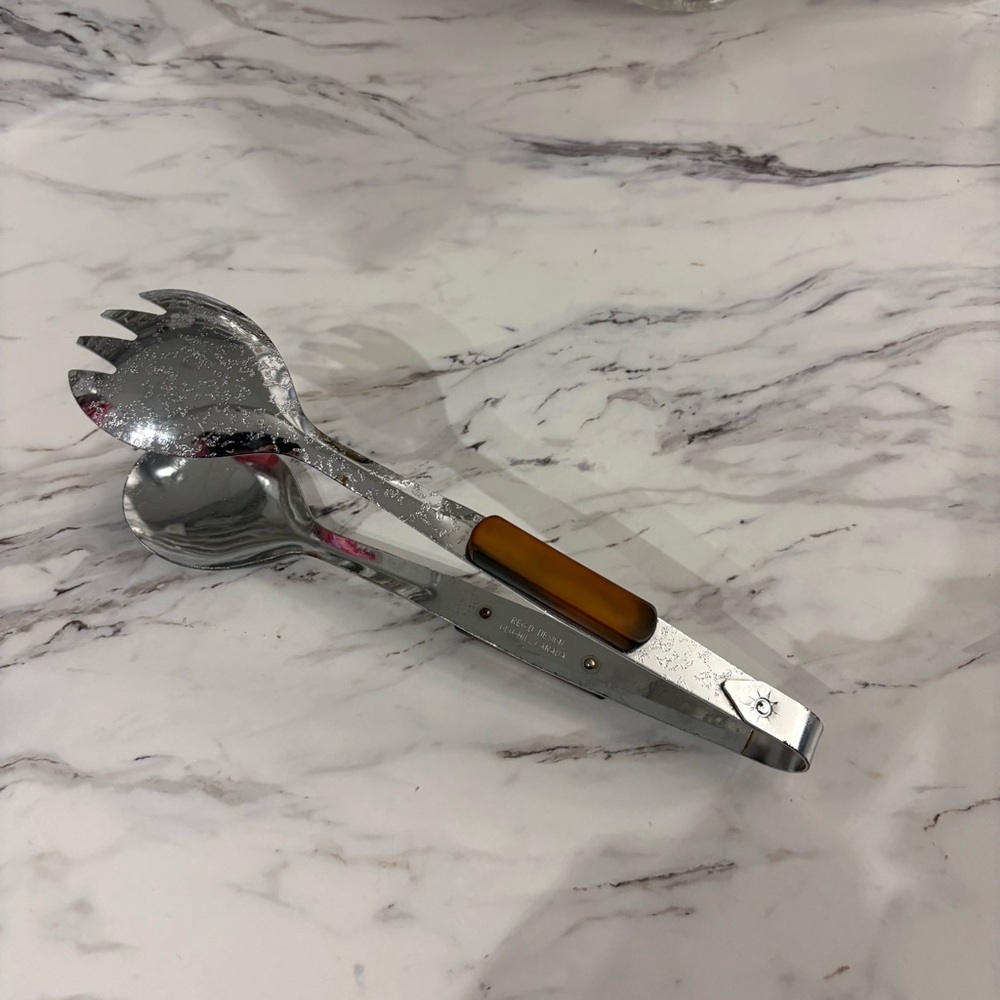 Vintage Glo Hill Bakelite tongs salad utensils
